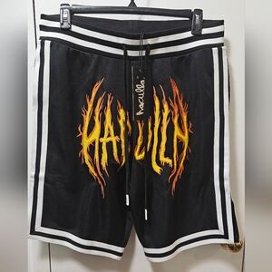 HACULLA HAC ON FIRE BASKETBALL SHORTS BLACK ORANGE MEN'S SIZE XXL